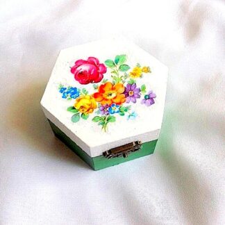 cutie lemn decorata flori colorate 38718