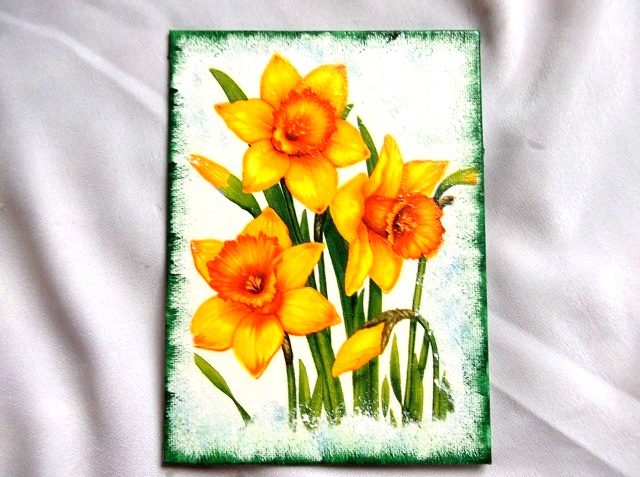tablou pe panza cu narcise galbene 34262