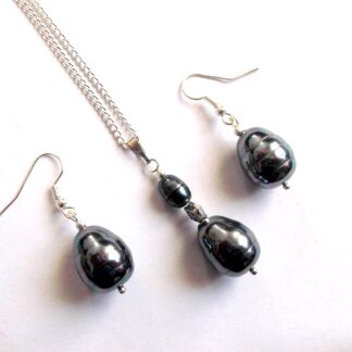 set pandantiv si cercei cu perle naturale 34020