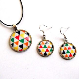 set  bijuterii colier si cercei cu sticla  multicolor 33633