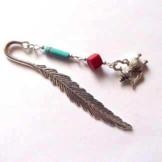 semn de carte cu turcoaz si howlite rosu 42889