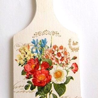 tablou pe lemn cu flori viu colorate