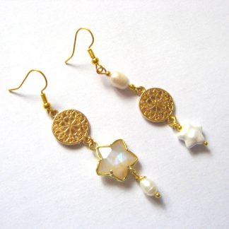 cercei asimetrici cu labradorit si perle naturale 51923